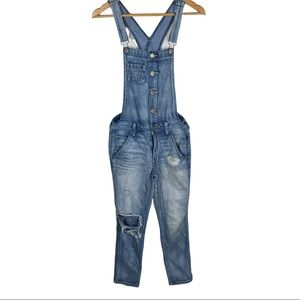 American Eagle Medium Wash Distressed‎ Denim Overall Size XS